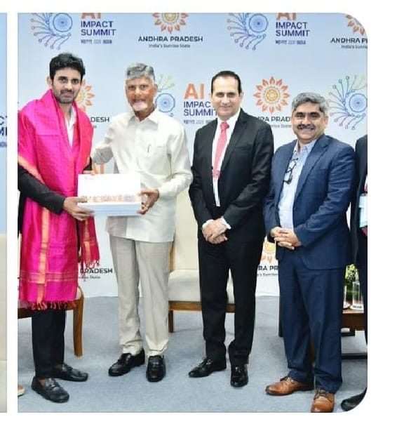 ఇండియా ఏఐ ఇంపాక్ట్ సమ్మిట్ 2026లో ముఖ్యమంత్రి చంద్రబాబుతో భేటీ అయిన టెక్ కంపెనీల సీఈఓలు.
