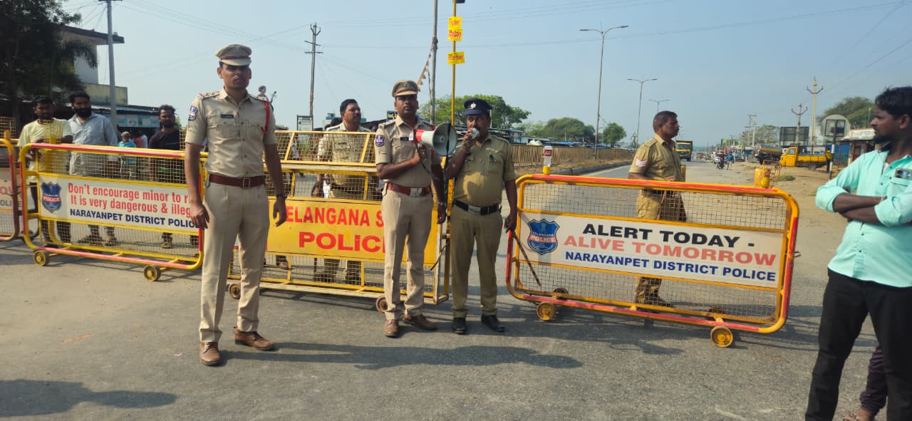 రాయచూర్ బంద్ నేపథ్యంలో వాహనాలను యాద్గిర్ వైపు మళ్లింపు – మక్తల్ సీఐ రామ్ లాల్.